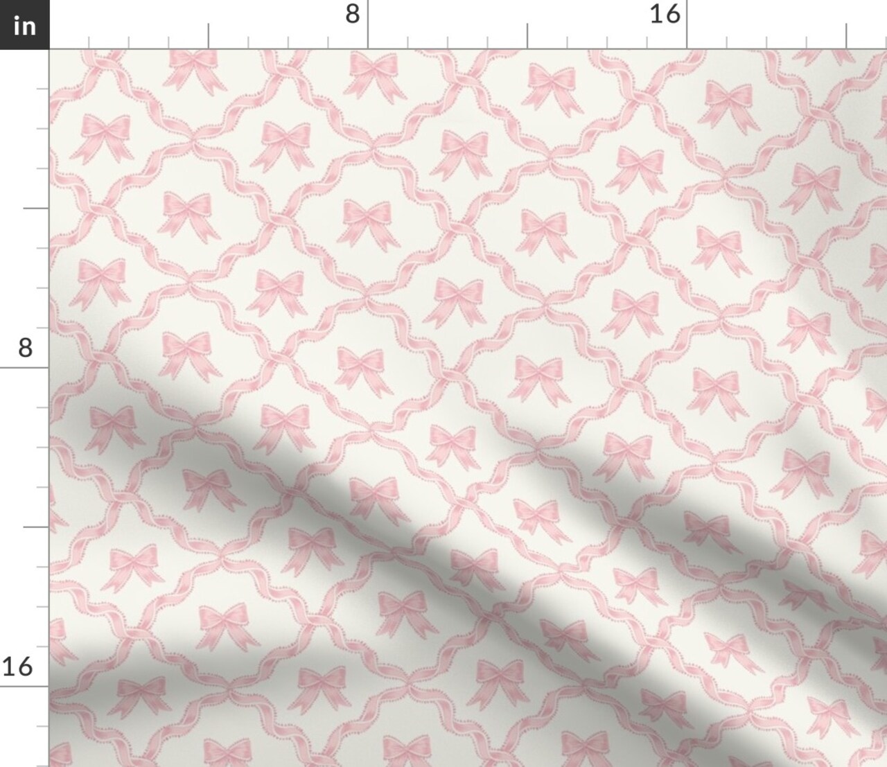 Chinoiserie Ribbon Trellis Baby Girl Pink Bows Blush Alabaster Ivory Custom Printed Fabric by Spoonflower Various Fabrics by the Yard or Fat Quarter